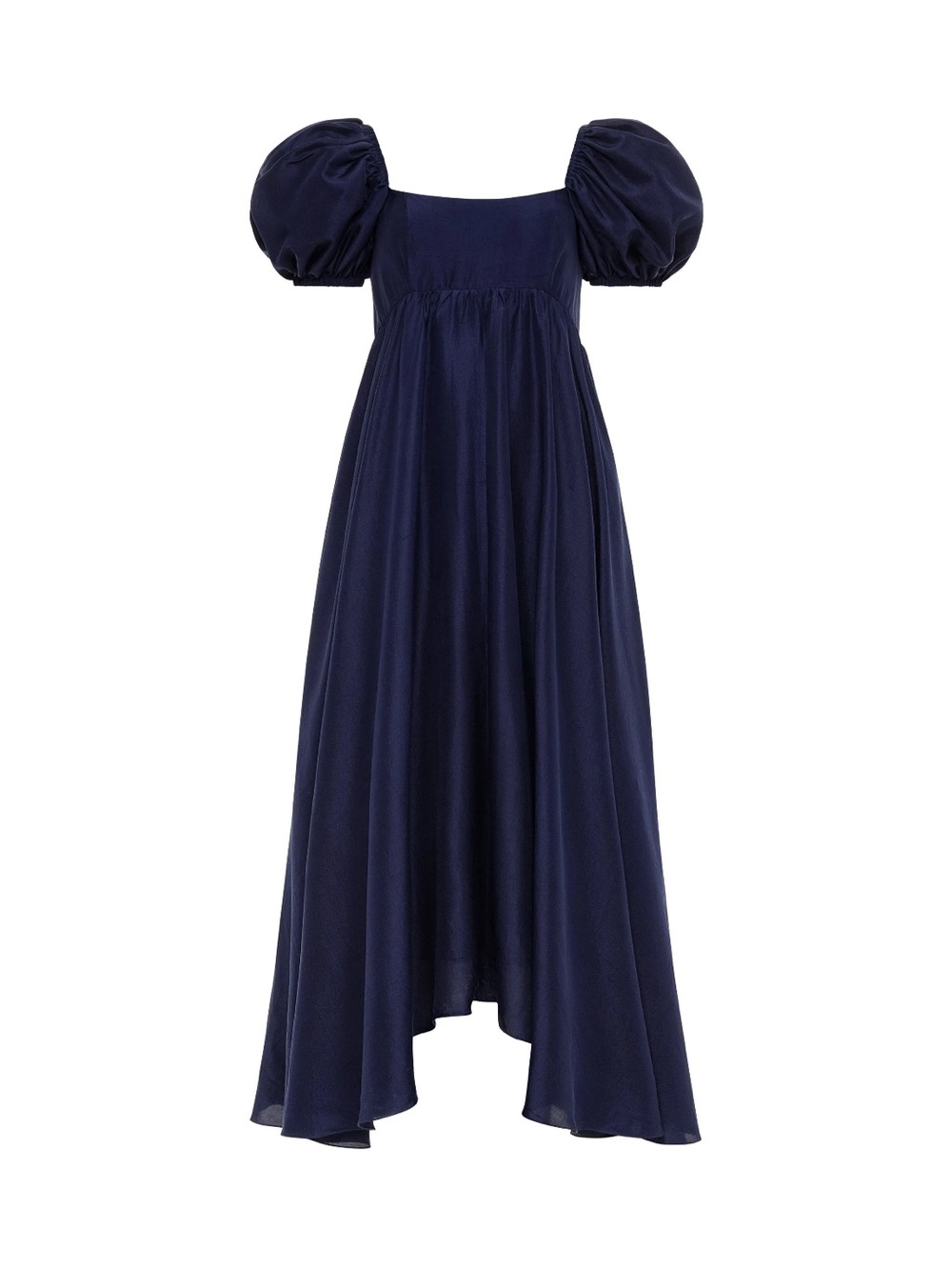Azeeza Rory Raw Silk Midi Dress in Navy - S